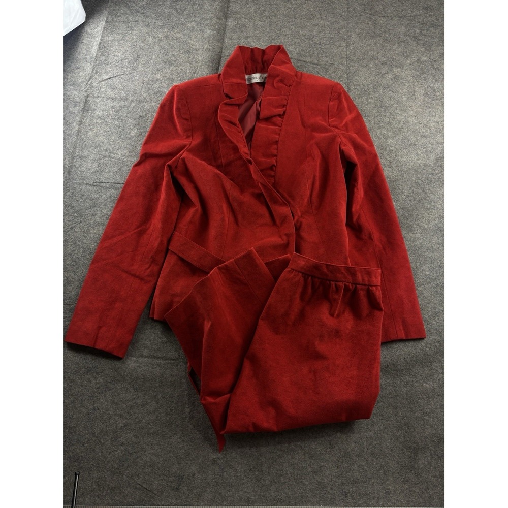 VTG Stanley Sherman Women's 6? Ultrasuede Red Jacket / Skirt Suit Set 70s Preppy